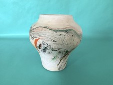 Nemadji Pottery Swirl Vase with Green, Orange & Brown Marbled Glaze — listing 6