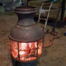 Cast Iron Chiminea Outdoor Fireplace with Mesh Fire Bowl and Chimney Lid — listing 2