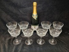Green Cut-to-Clear Crystal Champagne Coupe with Grapevine Motif and Faceted Stem — listing 4