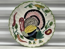 Vintage Italian Hand-Painted Turkey Platter, 18" x 15", Multicolor with Fruit Border — listing 3