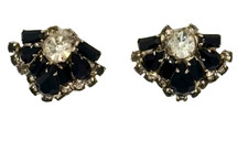 Vintage Gold-Tone Multi-Color Rhinestone Statement Clip Earrings — listing 3