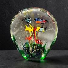 Art Glass Aquarium Paperweight with Fish and Seaweed — listing 3