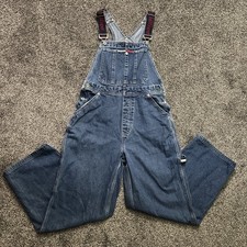 Vintage 1990s Tommy Hilfiger Denim Bib Overall Shorts (Shortalls) with Big Flag Logo — listing 2