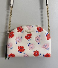 Vintage Floral Ditsy Print Leather Crossbody Flat Bag with Front Zip Pocket — listing 6