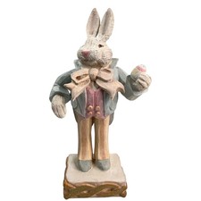 Standing Easter Rabbit Figure with Basket on Back, Composition/Papier-mâché Style Candy Container Other maker's mark — listing 3