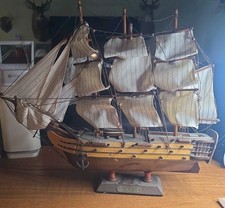 Pair of Handmade Wooden Sailing Ship Models — listing 5