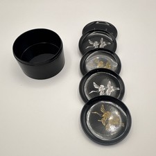 Japan Airlines (JAL) Black Lacquer Trinket Box with Gold & Silver Flying Crane Motif — listing 5