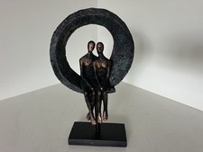 Postmodern Ceramic Abstract Embracing Couple Sculpture, Blush Pink, ~20" Tall — listing 4