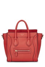 Céline Paris Red Smooth Leather Shoulder Bag with Grommet Straps — listing 3