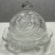 Pressed Glass Pinwheel & Star Pedestal Compote / Punch Bowl Base — listing 6