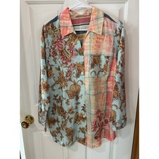 Soft Surroundings Cream Floral Embroidered Boho Peasant Blouse, Size L — listing 2
