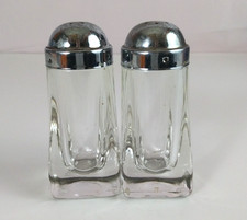 Libbey Paneled Glass Salt & Pepper Shaker Set with Chrome Tops