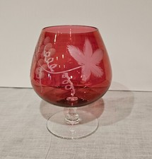 Set of 4 Vintage Cranberry Glass Miniature Brandy Snifters / Cordial Glasses — listing 6
