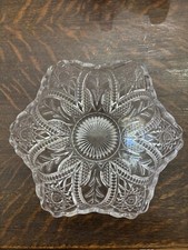 Pressed Glass Low Bowl with Foliate/Fern Pattern and Scalloped Rim — listing 6
