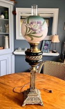 Victorian Gone with the Wind (GWTW) Banquet Parlor Lamp with Hand-Painted Floral Globe Shade — listing 6