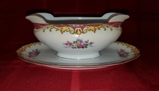 MZ Czechoslovakia Ivory Porcelain Gravy Boat with Attached Underplate Floral — listing 6