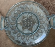 Vintage Hobnail/Beaded Clear Pressed Glass Handled Nappy Dish with Ruffled Rim — listing 2