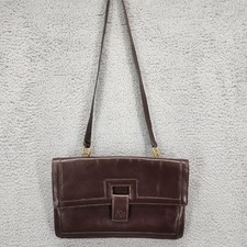 Anne Klein Vintage Brown Leather Slouchy Shoulder Bag with Lion Medallion — listing 6
