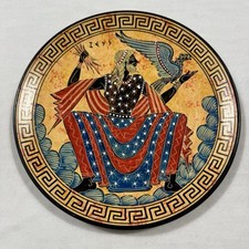 Hand-Painted Greek Ceramic Lekythos Vase with Zeus & Themis Scene and Greek Key Border — listing 4