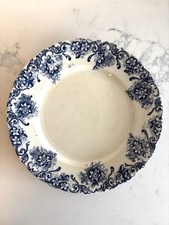 Vintage Cream Ironstone Oval Serving Platter with Embossed Basketweave Rim and Floral Transfer Center — listing 3