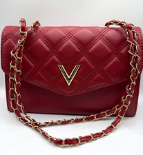 White Quilted Faux Leather Chain-Trim Shoulder Bag with Interlocking Ring Turn-Lock — listing 5