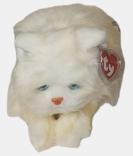 White Long-Haired Plush Persian Cat with Red Heart Nose and Ribbon Bow — listing 3