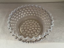 Vintage Moonstone Hobnail Opalescent Glass Two-Handled Bonbon Dish with Crimped Rim — listing 6