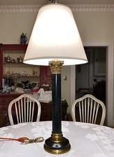Pair of Neoclassical Brass and Black Marble Ionic Column Candlesticks — listing 4
