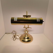 Vintage Brass and Wood Piano/Bankers Desk Lamp with Adjustable Shade — listing 3