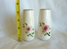 Vintage Ceramic Salt & Pepper Shaker Set with Pink Rose & Prayer Verses — listing 2
