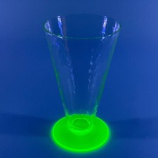 Uranium Green Glass Cordial/Wine Goblet with Sandwich Lace Pattern, 4.5 inches