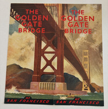 Golden Gate Bridge Pen and Ink Style Print, Signed, in Gold Metal Frame — listing 2