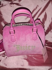 Juicy Couture Pink Velvet Rhinestone Logo Satchel Handbag — listing 2