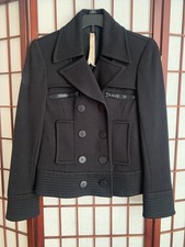 Bailey 44 Green Wool-Blend Cropped Double-Breasted Peacoat Jacket, Size XS