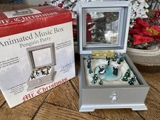 Mr. Christmas Animated Music Box "Penguin Party" - Wood Music Box with Ice Skating Penguins, Plays Joy To The World
