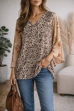 Grace & Emma Leopard Print Short-Sleeve Maxi Dress, Size XL — listing 5