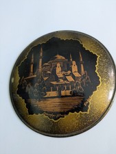 Vintage Turkish Etched Copper Wall Charger with Floral Medallion