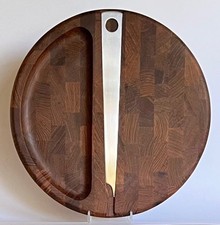 Vintage Wood Frame Serving Tray with Enamel/Formica Insert and Cutout Handles — listing 6