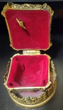Vintage Blue Velvet Hinged Jewelry Presentation Box (Empty) - Ring/Earring Box — listing 2
