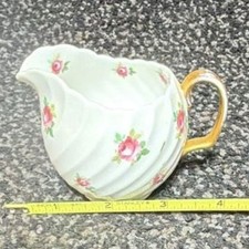 Bone China Creamer with Crimson and Gold Floral Band — listing 4