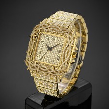 Fully Iced-Out Square Roman Numeral Fashion Watch (Cartier-Style Homage, Not Authentic) — listing 5