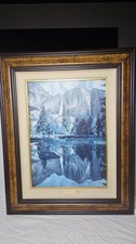 Yosemite Falls - Winter's Reward, Framed Landscape Print by Christine White Loberg Textured brushstrokes / raised paint — listing 5