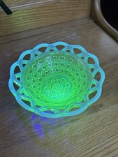 Vintage Green Uranium Glass Wine Goblet with Block Optic Pattern — listing 6