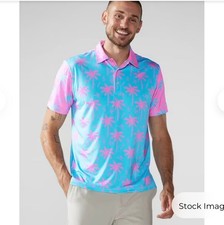 Chubbies Men's Performance Golf Polo Shirt, 90s Abstract Print, Size Small — listing 4