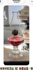 Antique Clear Glass Kerosene Oil Lamp with Pressed Pattern Base and Chimney — listing 2