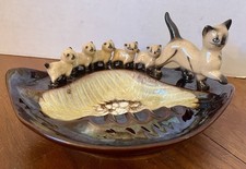 Mid-Century Modern Stylized Cats Two-Tile Ceramic Wall Art in Wood Frame — listing 5