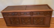 Vintage 1970s Mediterranean-Style Console Stereo Cabinet with AM/FM Radio and Record Player — listing 2