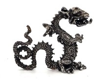 Set of 5 Chinese Export Pewter Reticulated Dragon Tea Glass Holders with Glass Liners — listing 5