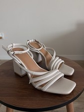 White Strappy Lace-Up Square Toe Heeled Sandals — listing 2