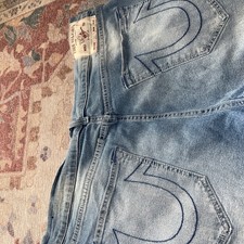 True Religion Boys Denim Shorts with Acid Wash and Contrast Stitching — listing 6